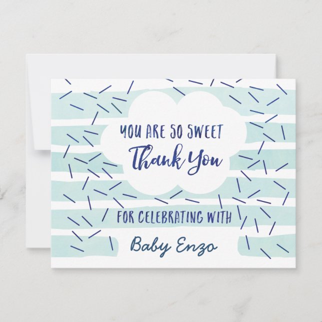 Blue Baby Boy Sprinkle Thank You Cards (Front)