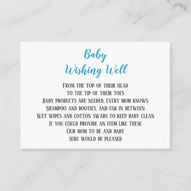 Blue Baby Boy Wishing Well Baby Shower Mini Cards (Front)