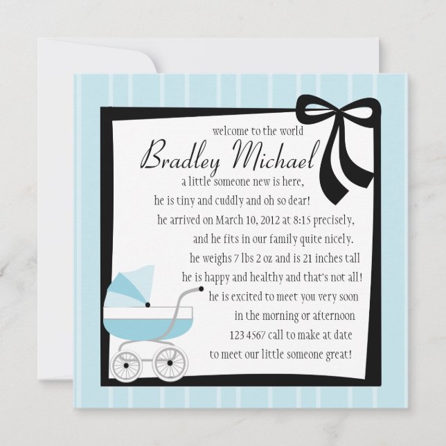 Blue Baby Buggy Announcement (Front)