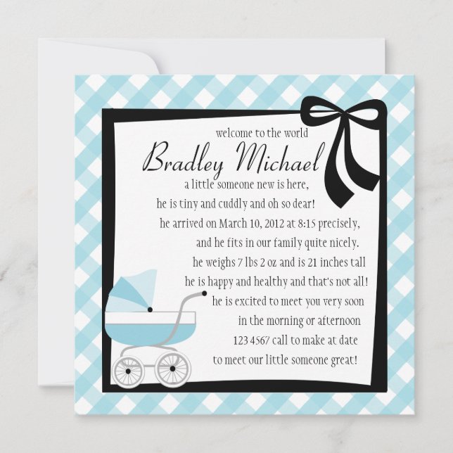 Blue Baby Buggy Invitation (Front)