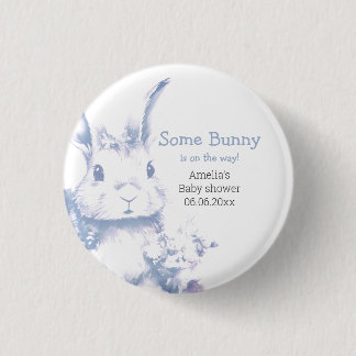 Blue Baby Bunny Baby Shower 3 Cm Round Badge