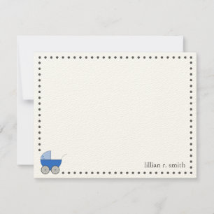 Blue Baby Carriage Personalised Note Card