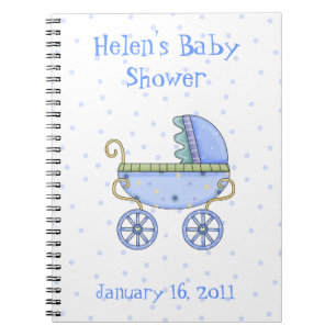 Blue Baby Carriage Shower Notebook