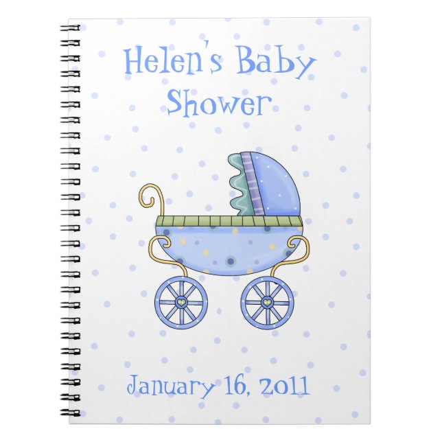 Blue Baby Carriage Shower Notebook (Front)