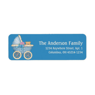 Blue Baby Carriage Stoller d5 Address Labels