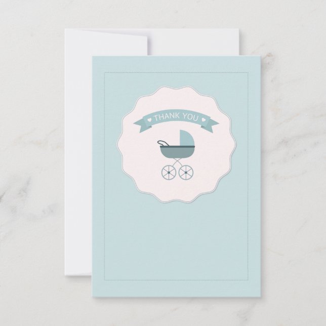 Blue Baby Carriage Thank You Notecard (Front)