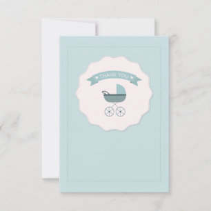 Blue Baby Carriage Thank You Notecard