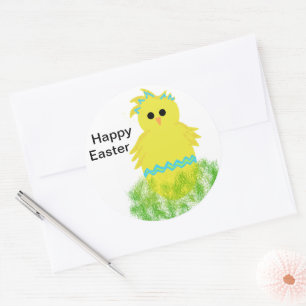 Blue Baby Chick Egg Easter Classic Round Sticker