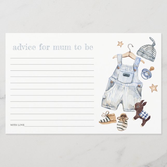 Blue Baby Clothes Advice For Mum To Be Baby Shower (Front)