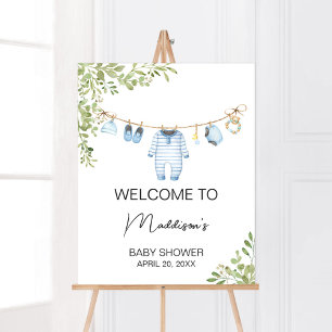 Blue Baby Clothes Baby Shower Welcome Poster