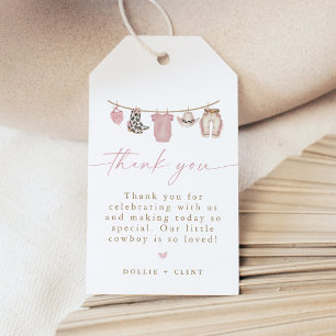 Blue Baby Clothesline Little Cowboy Baby Shower Gift Tags