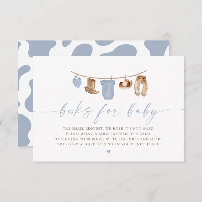 Blue Baby Clothesline Little Cowboy Baby Shower Invitation (Front/Back)