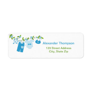 Blue Baby Clothesline Return Address Labels
