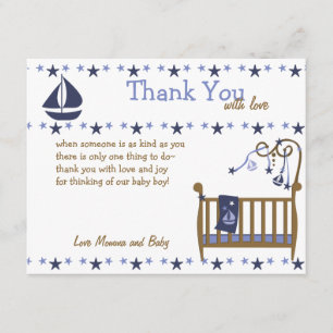 Blue Baby Crib Thank You Card