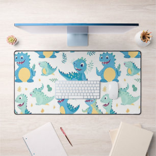 Blue Baby Dinosaur Pattern Desk Mat