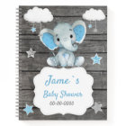 Blue Baby Elephant  Book Baby Shower Rustic
