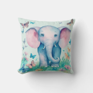 Blue Baby Elephant Cushion