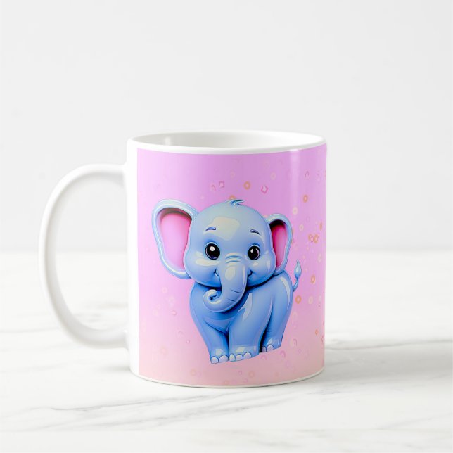 Blue Baby Elephant Cutie Coffee Mug (Left)