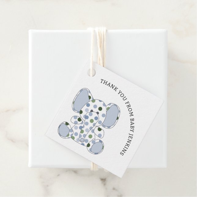 Blue Baby Elephant Favour Tags (In Situ)