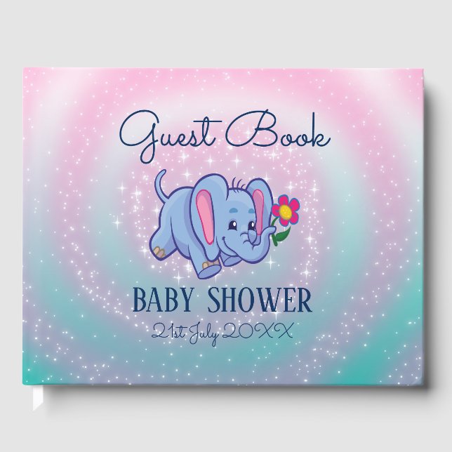 Blue Baby Elephant Guest Book (Front)