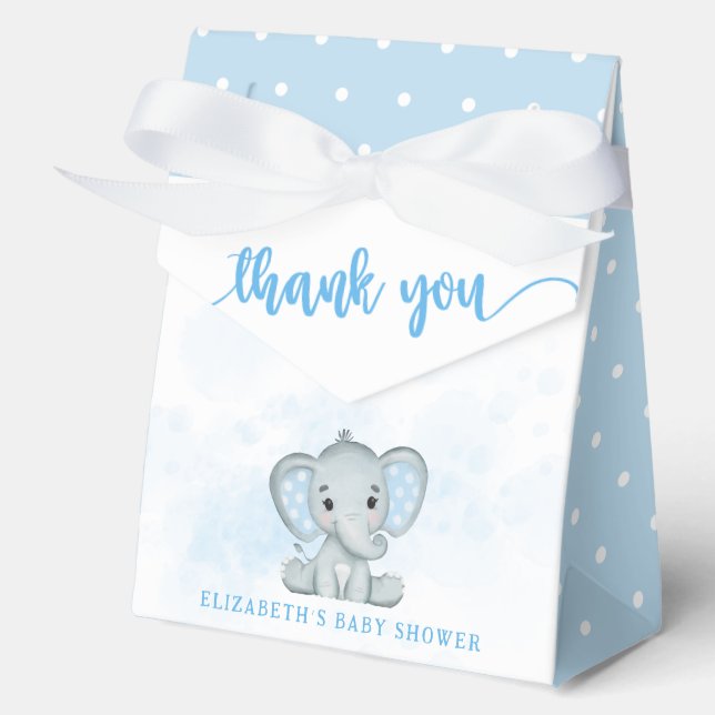 Blue Baby Elephant Little Peanut Baby Shower Favour Box (Front)