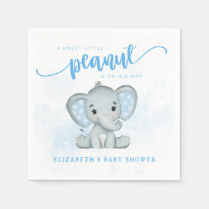 Blue Baby Elephant Little Peanut Baby Shower Napkin