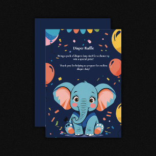 Blue Baby Elephant Party Baby Shower Enclosure Card