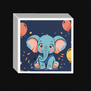 Blue Baby Elephant Party Baby Shower Napkin