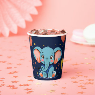 Blue Baby Elephant Party Baby Shower Paper Cups
