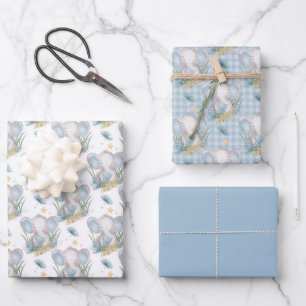 Blue Baby Elephant  Wrapping Paper Sheet