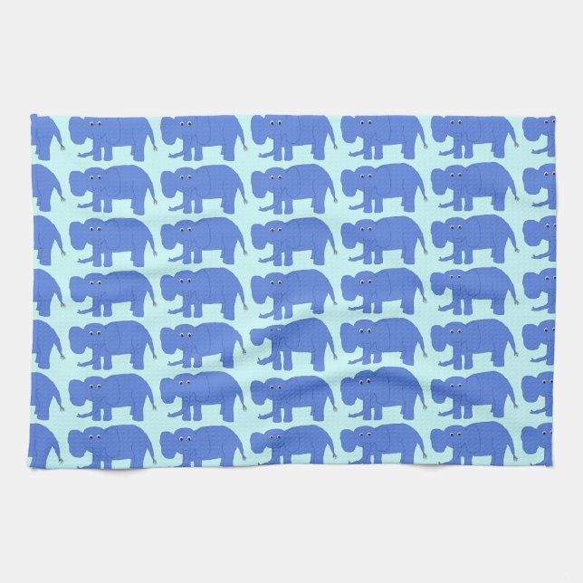 Blue Baby Elephants towel (Horizontal)