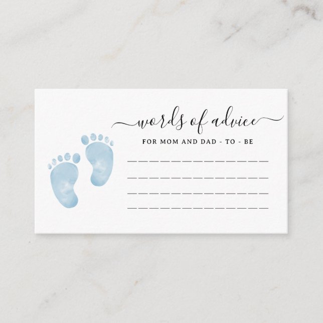 Blue Baby Feet Baby Shower Welcome Baby Boy Enclosure Card (Front)