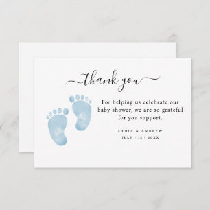 Blue Baby Feet Baby Shower Welcome Baby Boy Thank You Card