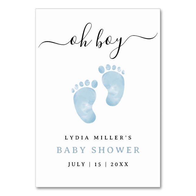 Blue Baby Feet Baby Shower Welcome Sign Baby Boy Table Number (Front)