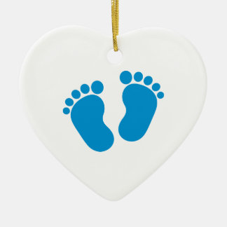 Blue baby feet ceramic tree decoration