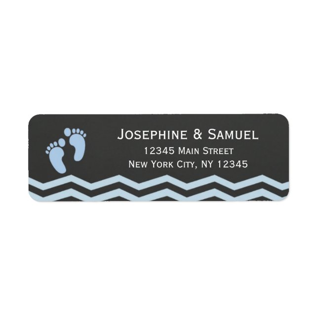 Blue Baby Feet Chalkboard Return Address Labels (Front)