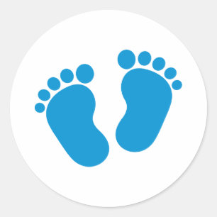 Blue baby feet classic round sticker