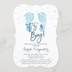 Blue Baby feet it's a Boy Baby Shower Invitation