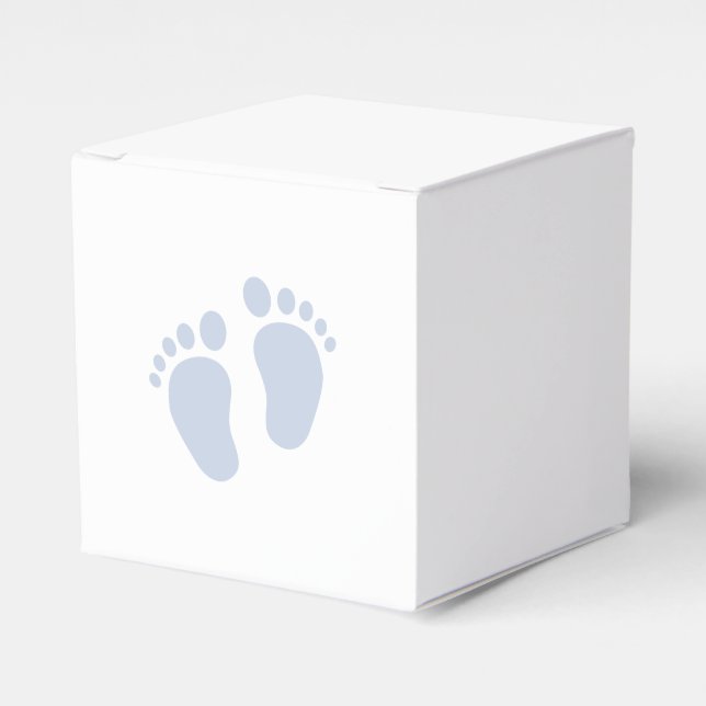 Blue Baby Footprint Favour Box | Baby Boy (Front Side)