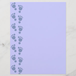 Blue Baby Footprint It's A Boy! Letterhead Paper 3