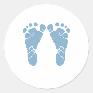 Blue baby footprints classic round sticker