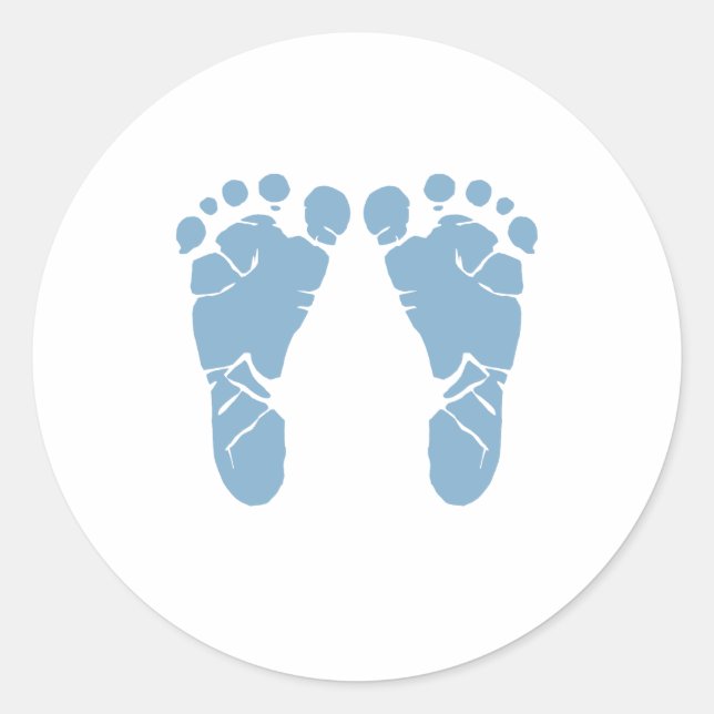 Blue baby footprints classic round sticker (Front)