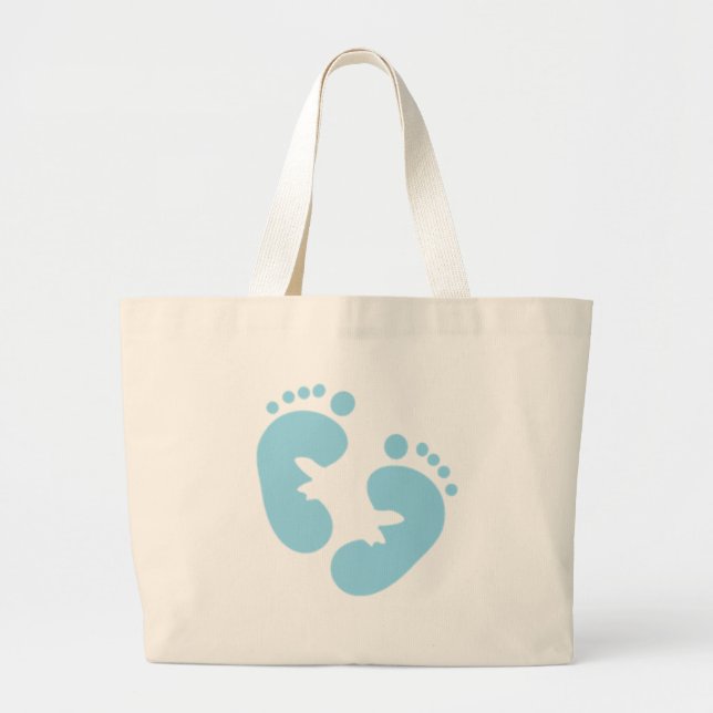 Blue Baby Footprints  Large Tote Bag (Front)