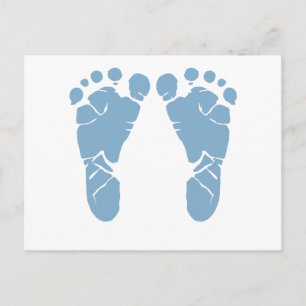 Blue baby footprints postcard