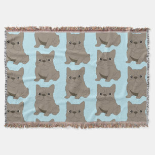 Blue Baby French Bulldog, blue Throw Blanket