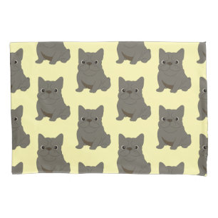 Blue Baby French Bulldog, yellow Pillow Case