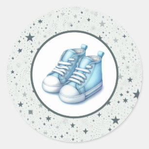 Blue Baby High Tops Baby Shower Classic Round Sticker