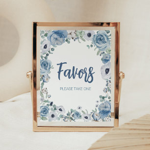 Blue Baby in Bloom Baby Shower Favours Poster