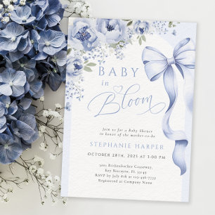 Blue Baby in Bloom Baby Shower Invitation