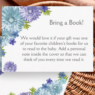 Blue Baby In Bloom Brunch Shower Bring A Book Enclosure Card